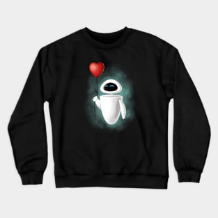 Modern robot with red heart balloon Crewneck Sweatshirt